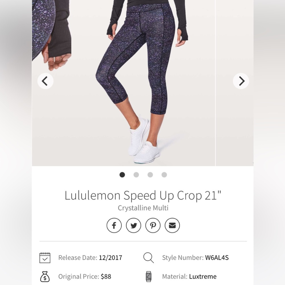 21 inch Lululemon speed up crop size 4 NWOT